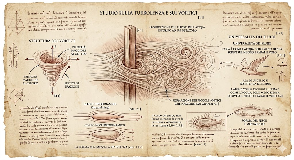 Studio sulla Turbolenza e i Vortici — Da Vinci